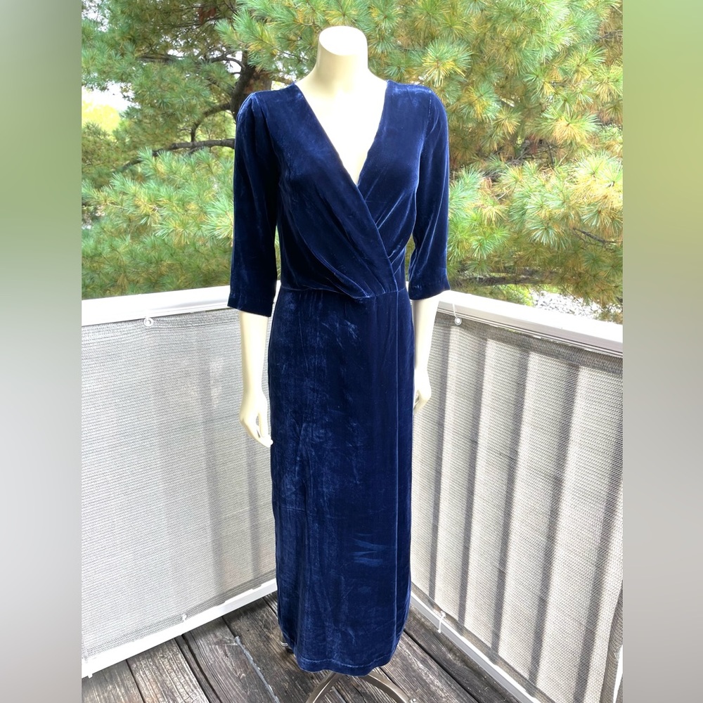 Brian Dales Blue Velvet Evening Dress S